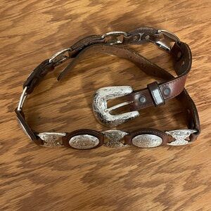 Vintage Tony Lama leather and silver belt. Sz. 30.